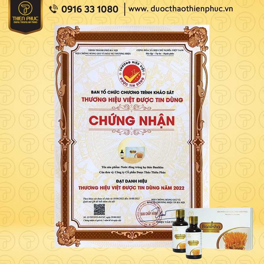 5 sản phẩm của Thiên Phúc được cấp chứng nhận “Thương hiệu Việt được tin dùng” năm 2022