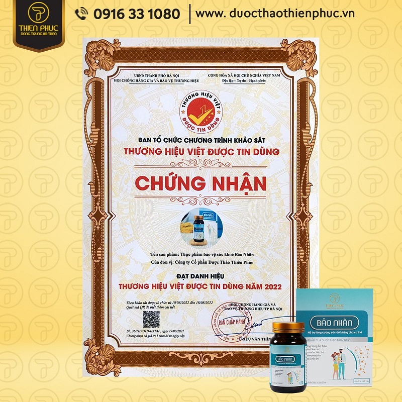 5 sản phẩm của Thiên Phúc được cấp chứng nhận “Thương hiệu Việt được tin dùng” năm 2022