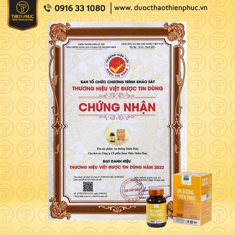 5 sản phẩm của Thiên Phúc được cấp chứng nhận “Thương hiệu Việt được tin dùng” năm 2022