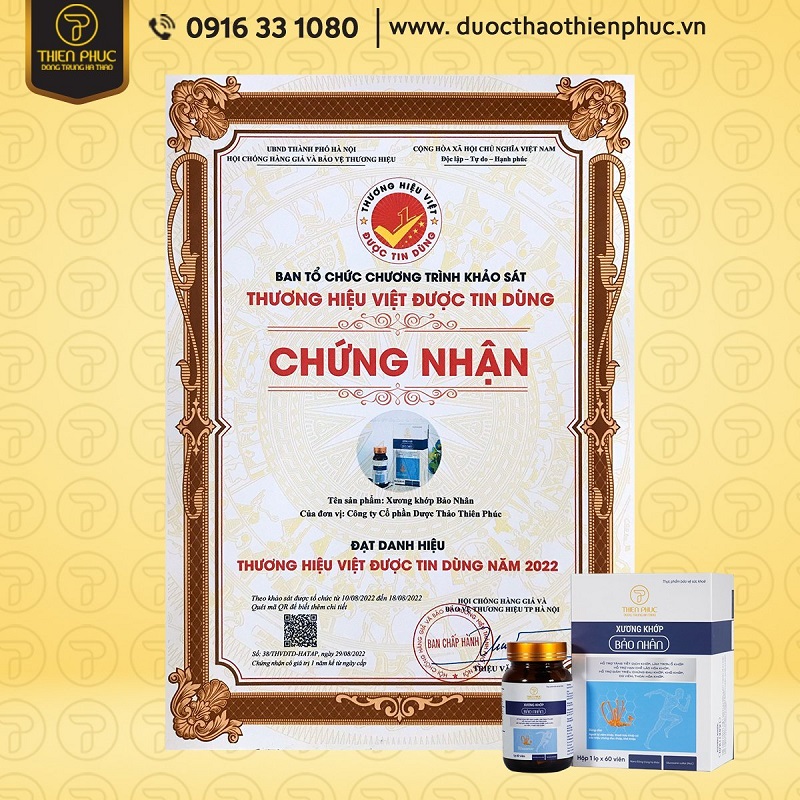 5 sản phẩm của Thiên Phúc được cấp chứng nhận “Thương hiệu Việt được tin dùng” năm 2022